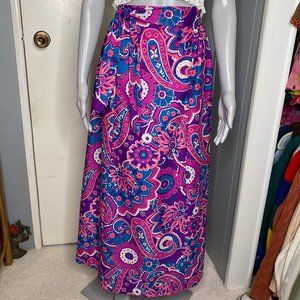 Early 70's Pink, Blue, and Purple Paisley Maxi Skirt